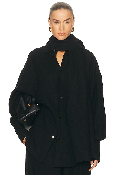 Georgia Detachable Scarf Japanese Light Wool Shirt