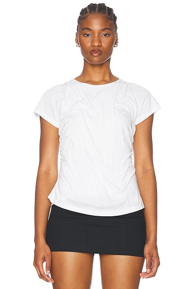 Di Petsa Wetlook Draped Tee in White