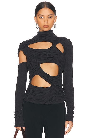 Di Petsa Long Sleeve Midnight Top in Grey