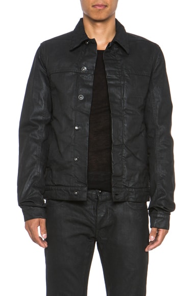 DRKSHDW by Rick Owens Denim Wax Worker Jacket in Black | FWRD