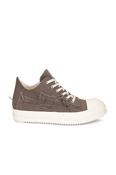 DRKSHDW by Rick Owens Slashed Ramone Low Sneaker in Dust, Milk, & Milk