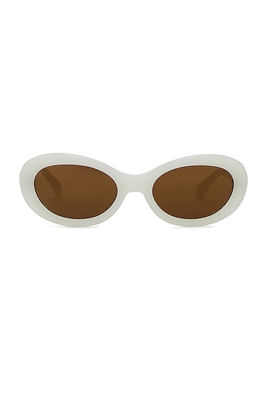 Shop Dries Van Noten Oval Sunglasses In White