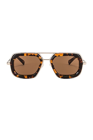 Dries Van Noten レクタングルサングラス - Silver & Rust