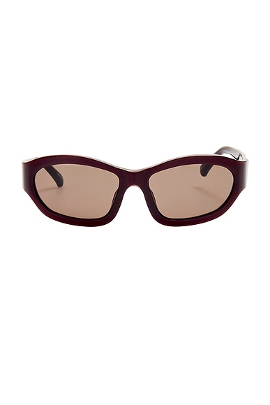 Dries Van Noten Rectangular Sunglasses in Dark Brown, Silver, & Brown