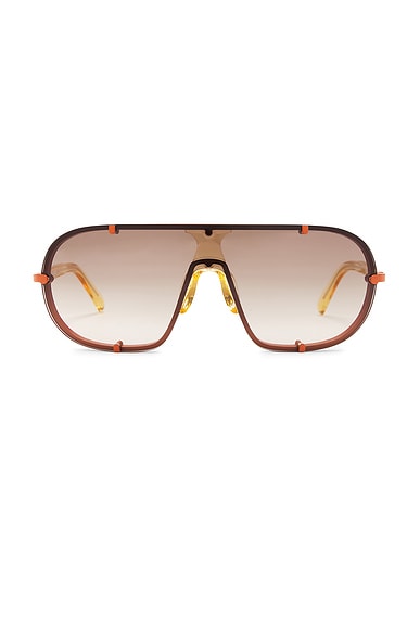 Dries Van Noten Shield Sunglasses in Rust, Honey, & Brown Gradient