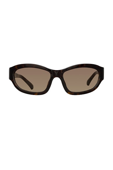 Dries Van Noten Rectangle Sunglasses in Dark T-shell, Silver, Brown Yellow Gradient
