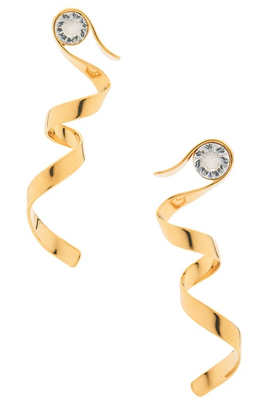 Dries Van Noten Ribbon Earrings in Gold