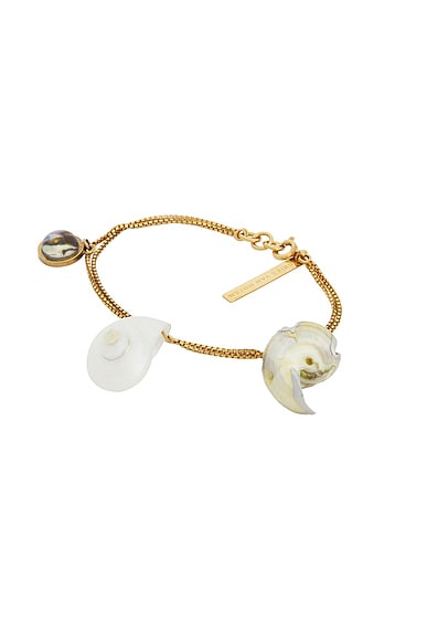 Dries Van Noten Natural Shell Resin Abalone Bracelet in Brass