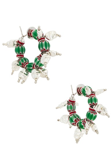 Dries Van Noten Hoop Earrings in Green