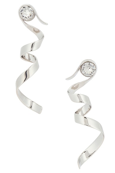 Dries Van Noten Ribbon Earrings in Silver