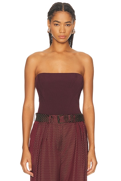 Dries Van Noten Tirana Belt Top in Burgundy