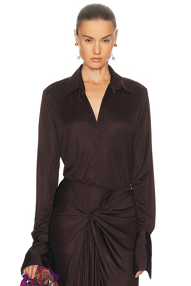 Dries Van Noten Hulindra Shirt in Burgundy