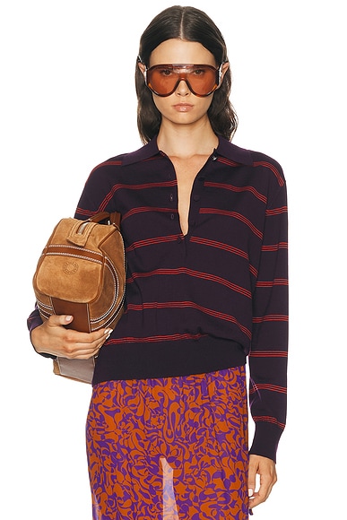 Dries Van Noten Tuno Polo Top in Dark Purple