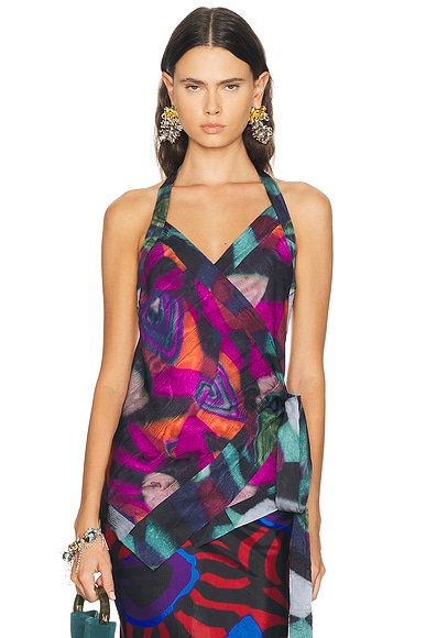 Dries Van Noten Cussia Top in Fuchsia