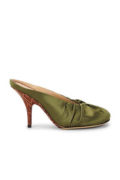Dries Van Noten Satin Mule in Olive