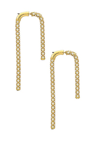 Shop Demarson Pave Celeste Earrings In 12k Shiny Gold  Faux Pearl  & Crystal