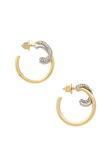 Shop Demarson Blythe Hoop Earrings In 12k Gold & Crystal