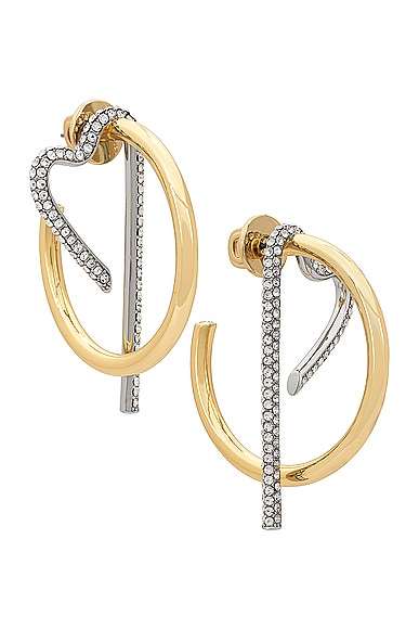 Demarson Te Amo Hoop Earrings In 12k Gold & Crystal