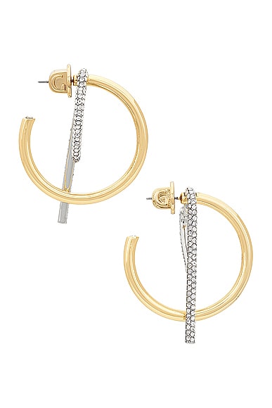 Shop Demarson Te Amo Hoop Earrings In 12k Gold & Crystal