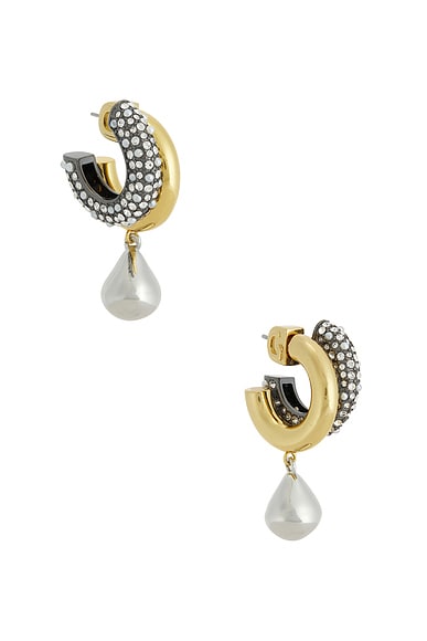 Demarson Dezi Earrings In 12k Shiny Gold  Hem  & Crystal