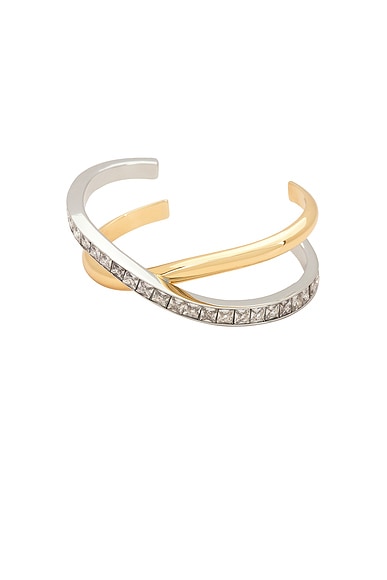 Demarson Amani Cuff Bracelet in 12k Shiny Gold & Crystal