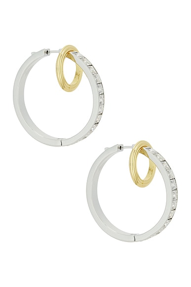 Demarson Isla Hoop Earrings in 12k Shiny Gold & Crystal