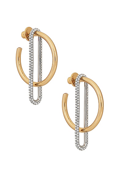 Demarson Astra Hoop Earrings in 12k Shiny Gold & Crystal