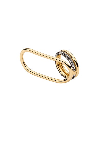 Demarson Farah Hand Ring in Gold, Gunmetal, & Crystal