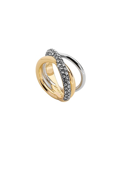Demarson Aya Pinky Ring in Gold, Gunmetal, & Crystal