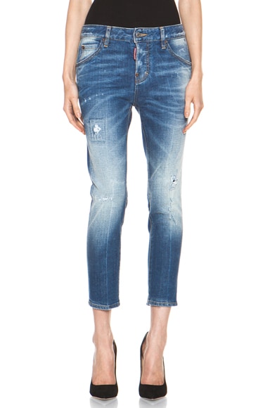 DSQUARED Cool Girl Cropped Jean in Blue | FWRD