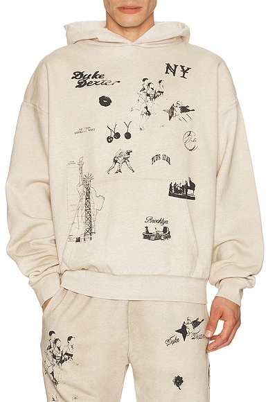 Duke + Dexter NY Sketch Hoodie in Oat Marl