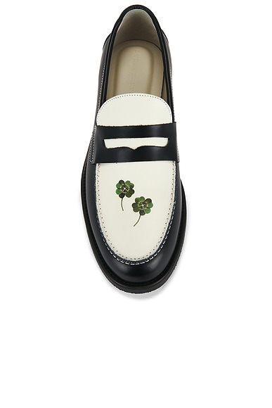 Duke + Dexter Wilde Clover Penny Loafer in Black & White