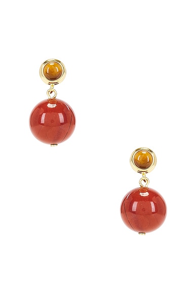 DEVE La Chapelle Earrings in Red Jasper, Tigers Eye, & Gold Vermeil