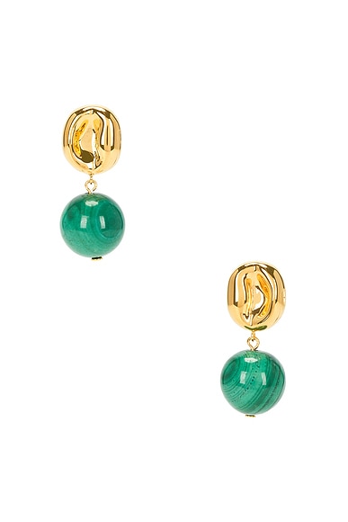 DEVE Valentine Mini Earrings in Malachite & Gold Vermeil