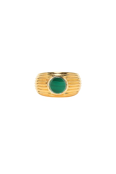 DEVE Wave Motion Signet Pinky Ring in Malachite & Gold Vermeil