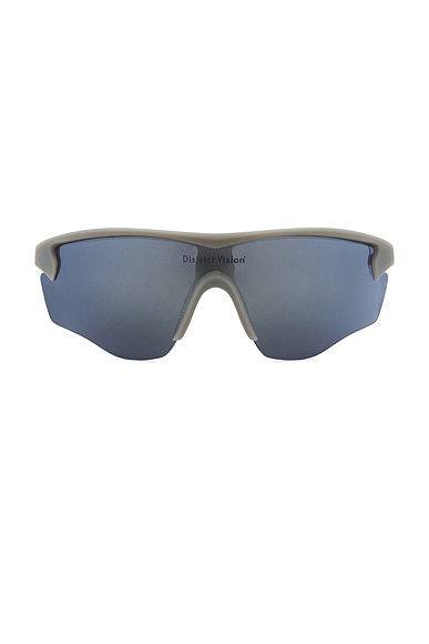 District Vision Junya Racer Sunglasses in Flint & D+ Blue Silver Flash Mirror