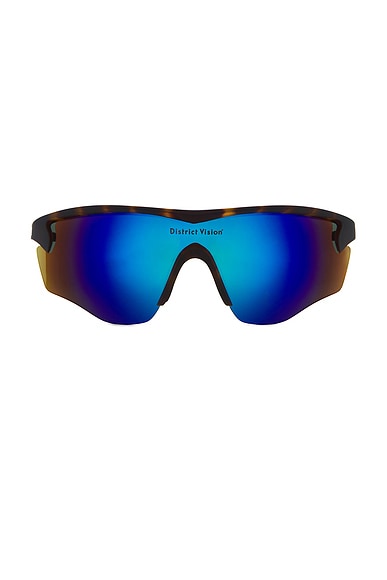 District Vision Junya Racer Sunglasses in Tortoise & D+ Blue Mirror