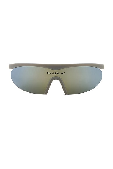 District Vision Koharu Eclipse Sunglasses in Flint & D+ G15 Silver Flash Mirror