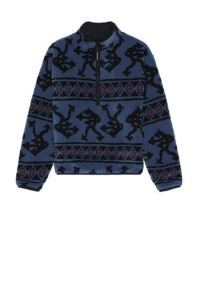 District Vision Half-Zip Pile Fleece in Blue Arrow