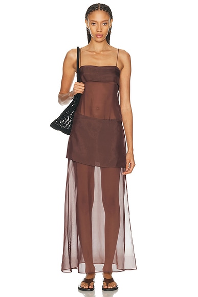 EAVES Athina Maxi Dress in Chocolate Brown