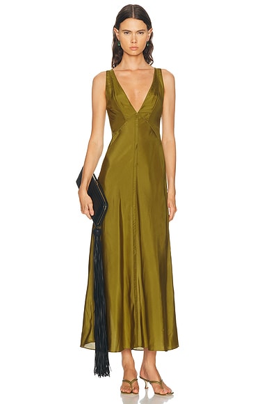 EAVES Freda Maxi Dress in Olive