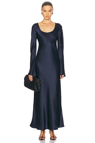 EAVES Gilad Silk Maxi Dress in Navy