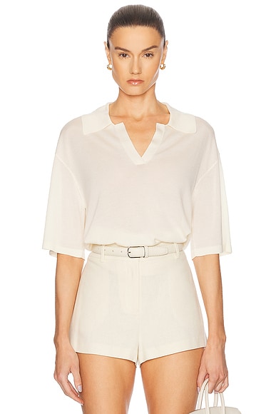 EAVES Kaysa Blouson Polo in Ivory