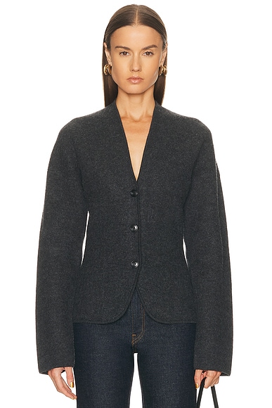 EAVES Coralai Structured Knit Blazer in Charcoal
