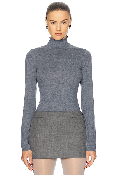 EAVES Maxine Turtleneck Sweater in Heather Grey