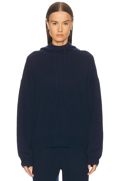 EAVES Danna Core Knit Hoodie in Navy