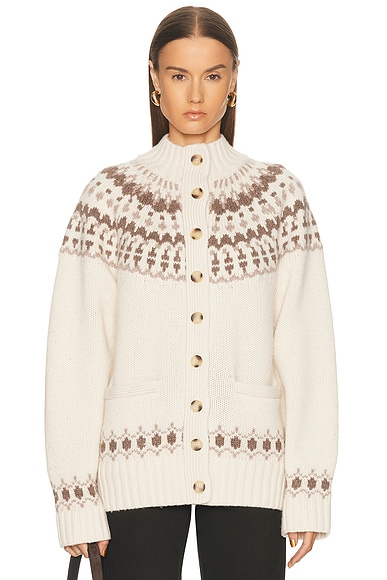 EAVES Jen Fair Isle Cardigan in Cream Multi