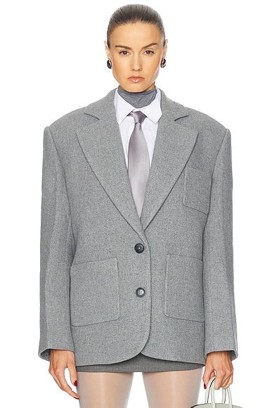 EAVES Shai Manteco Wool Blazer in Light Grey