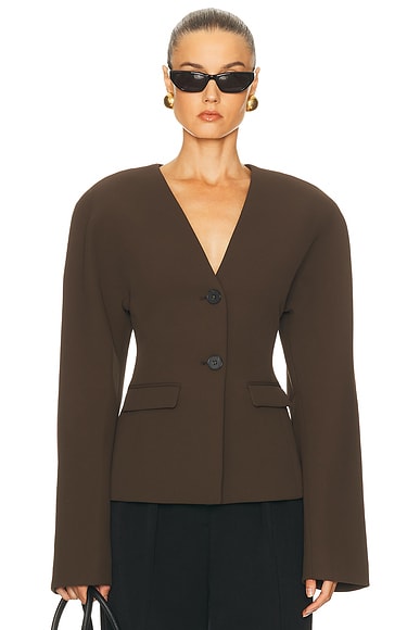 EAVES Gal Polished Crepe Blazer in Ganache