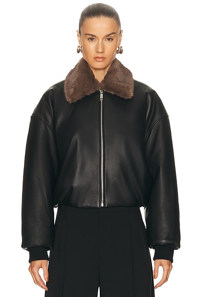 Norna Leather Bomber Jacket